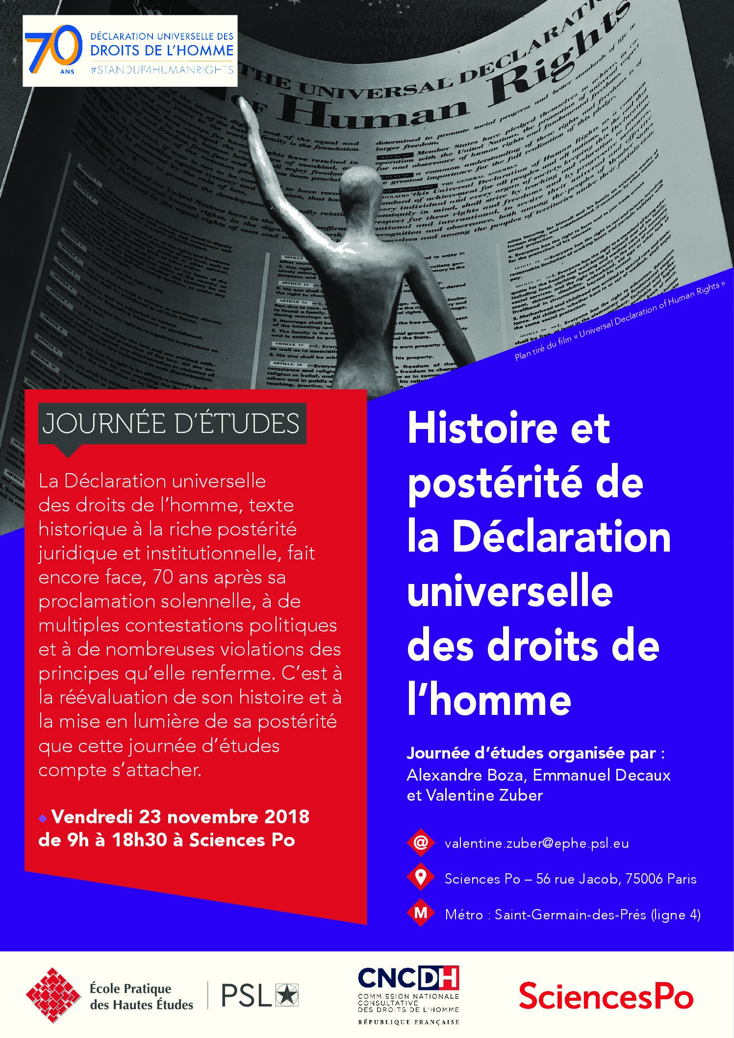 23 novembre – Journée d’études : Histoire et postérité de la Déclaration universelle des droits de l’homme
